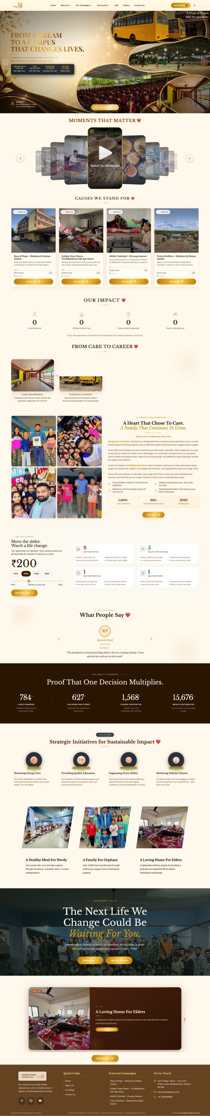 Mahipatsinh Foundation website built by Govindani Infotech