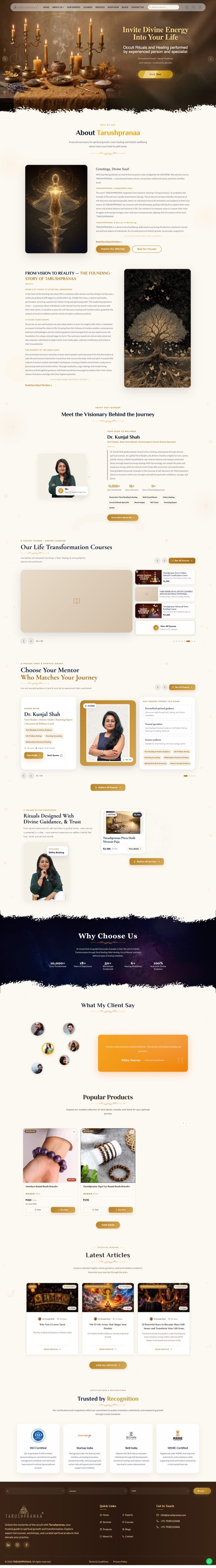 Tarush Pranaa website built by Govindani Infotech